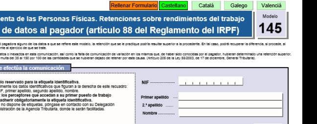 Resultado de imagen de Retenciones del trabajo: Modelo 145